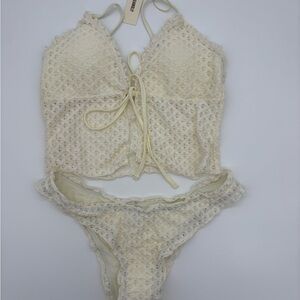 Chic Cream Lace Bikini Set